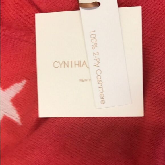 Cynthia Rowley Cashmere Coral Crewneck Long Sleeve Pullover With Stars Sweater - Picture 14 of 15